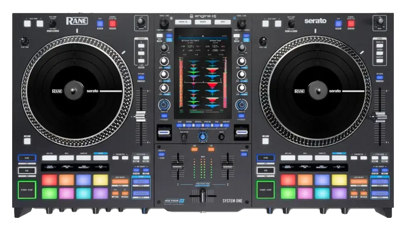 Rane System One motorized standalone DJ system top view.